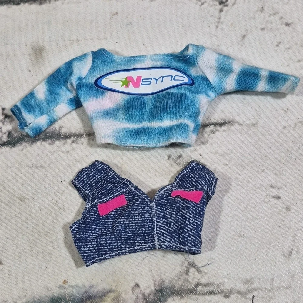 Vintage Barbie‎ Doll Clothes Lot Denim Vests Fringe Jeans Skirts Tops Fur Coat